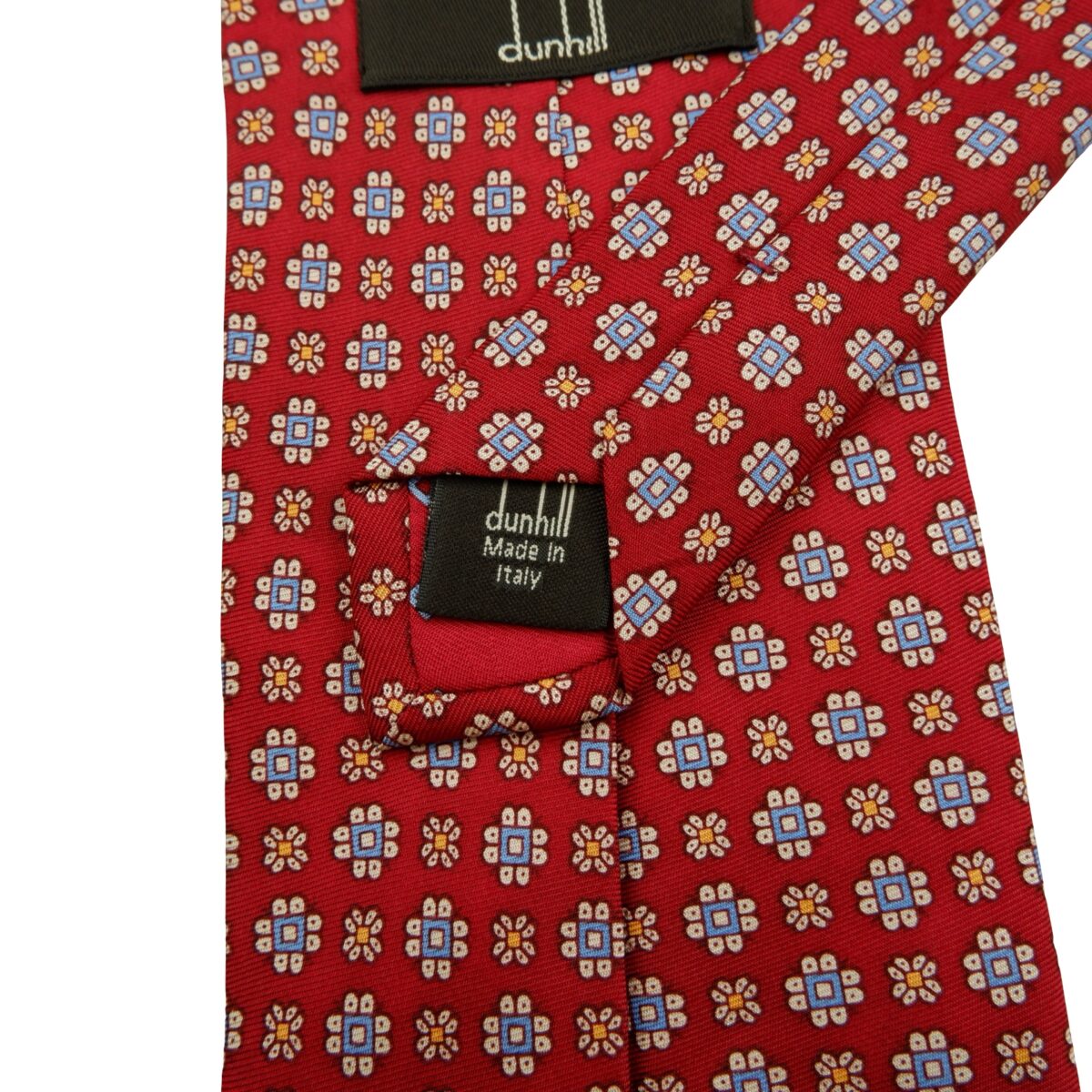 a16099 11 Dunhill Tie Silk Red Geometric Italy (US Import Tax Included) มุมที่ 11
