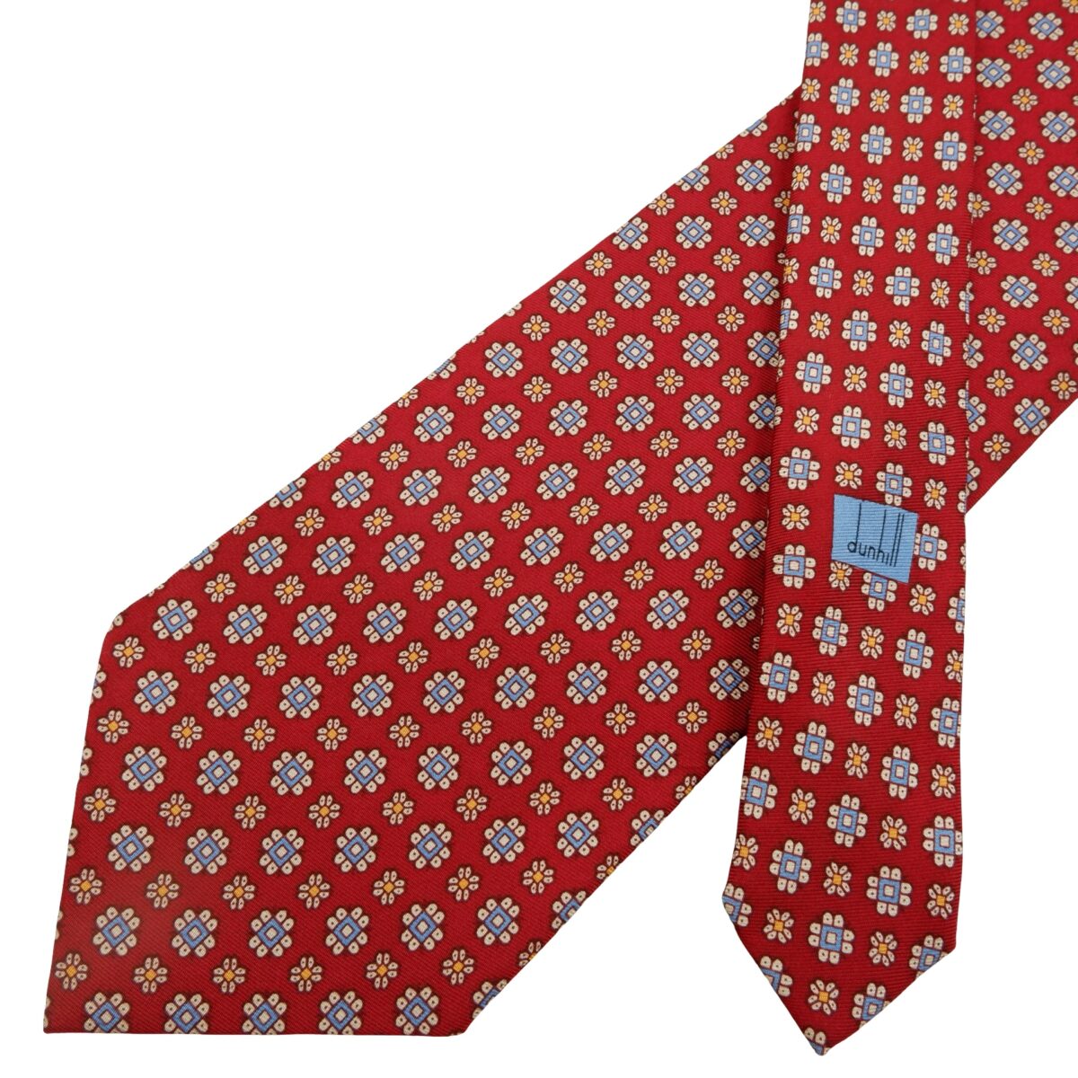 a16099 2 Dunhill Tie Silk Red Geometric Italy (US Import Tax Included) มุมที่ 2