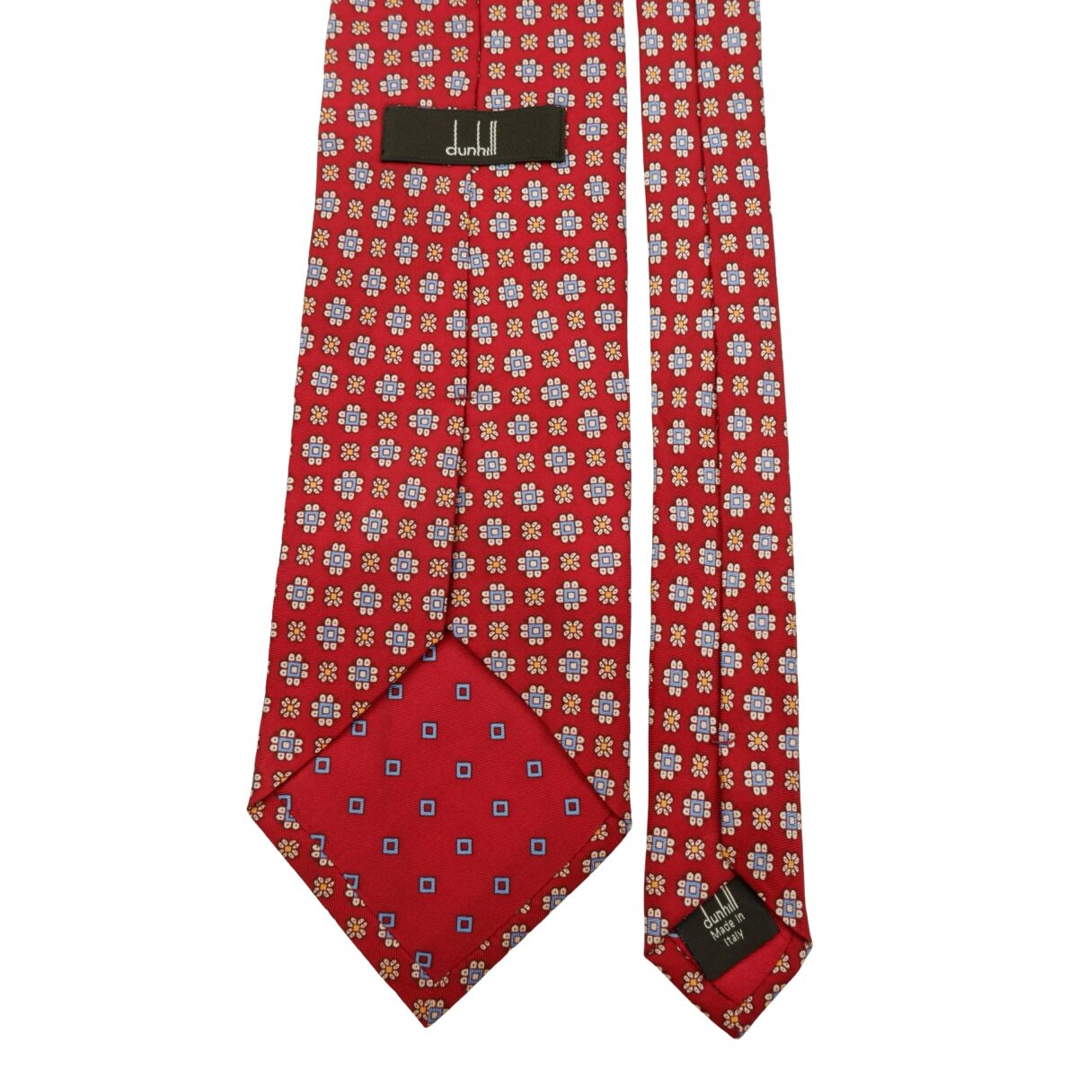 a16099 4 Dunhill Tie Silk Red Geometric Italy (US Import Tax Included) มุมที่ 4