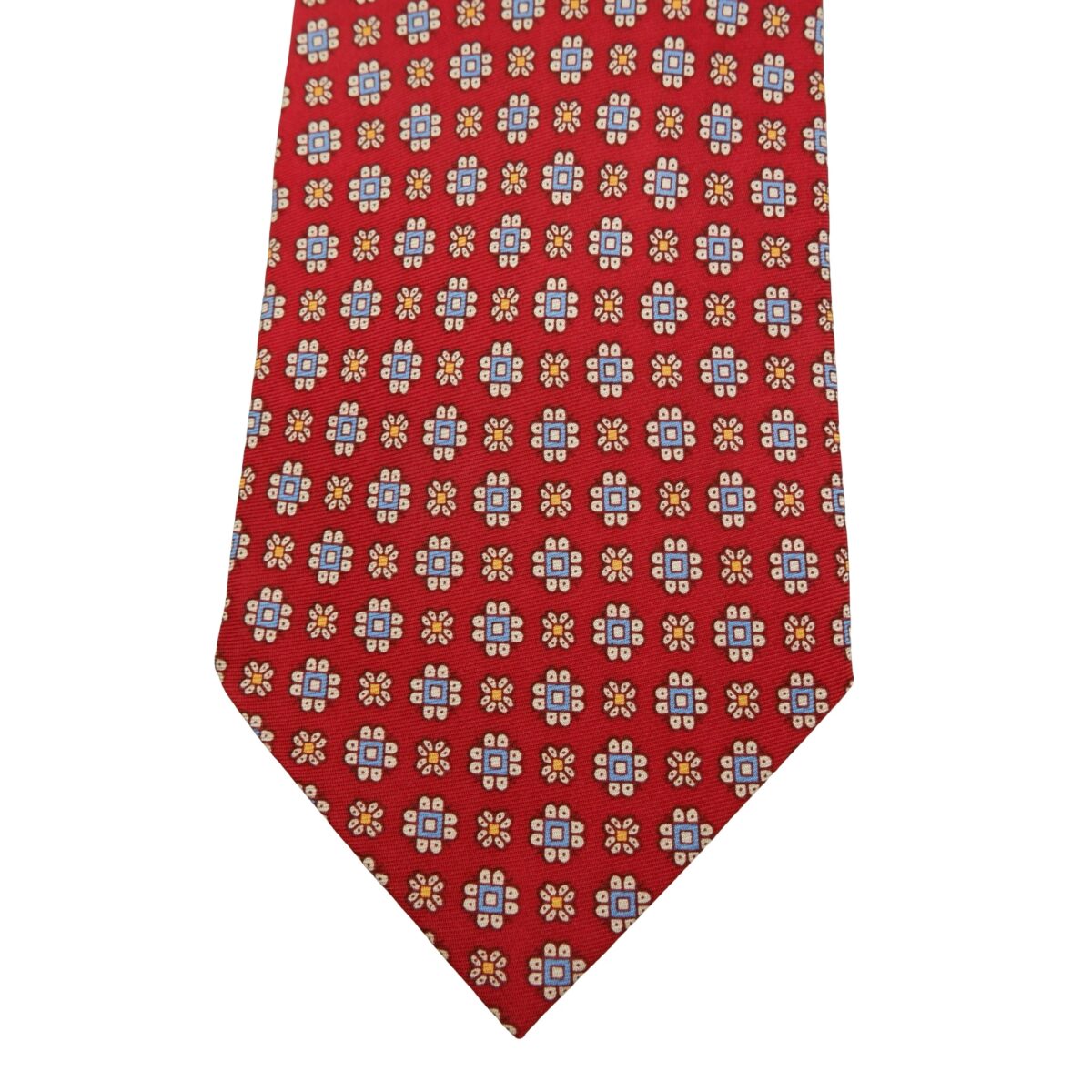 a16099 6 Dunhill Tie Silk Red Geometric Italy (US Import Tax Included) มุมที่ 6