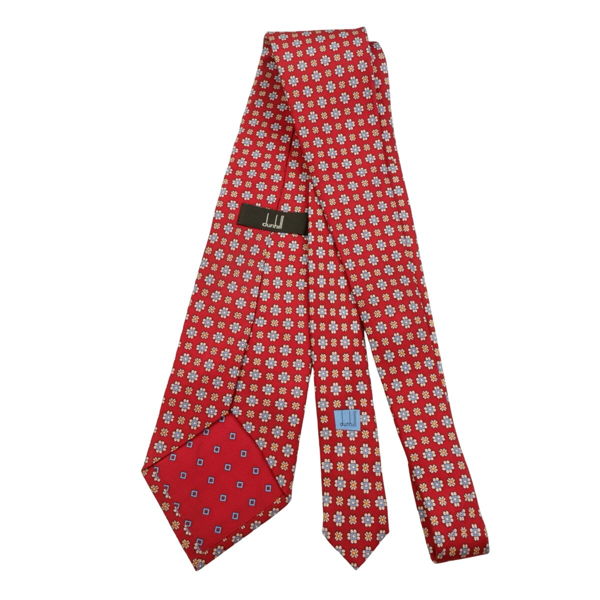 a16099 7 Dunhill Tie Silk Red Geometric Italy (US Import Tax Included) มุมที่ 7