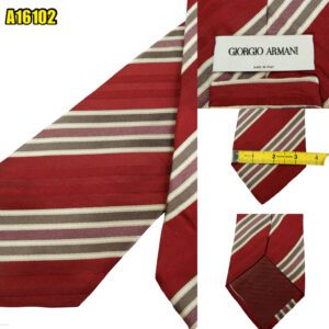 Giorgio Armani Tie Silk Maroon Stripe Italy (US Import Tax Included) มุมที่ 1