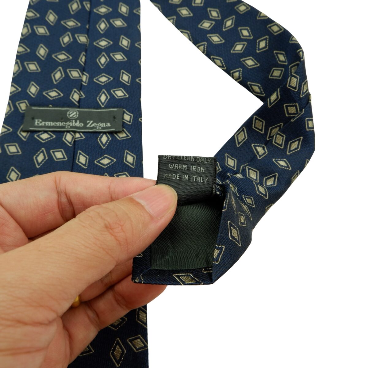 a16104 11 Ermenegildo Zegna Tie Silk Black Geometric Italy (US Import Tax Included) มุมที่ 11