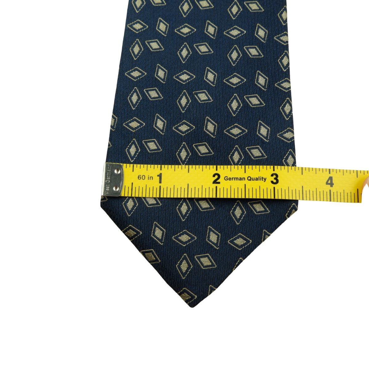 a16104 12 Ermenegildo Zegna Tie Silk Black Geometric Italy (US Import Tax Included) มุมที่ 12