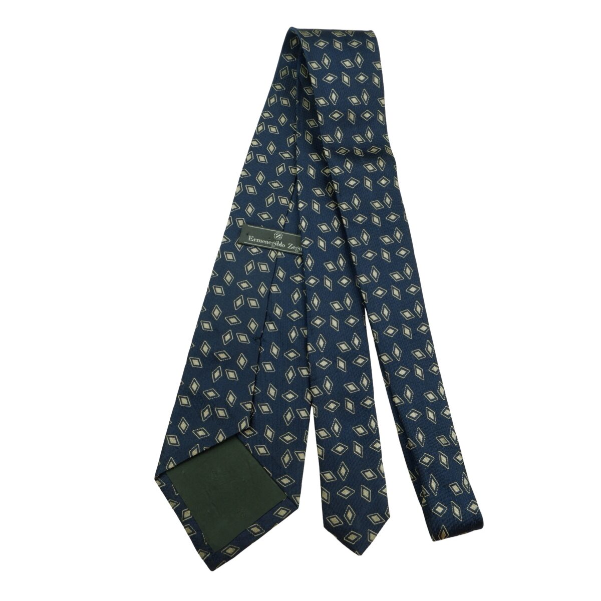 a16104 7 Ermenegildo Zegna Tie Silk Black Geometric Italy (US Import Tax Included) มุมที่ 7