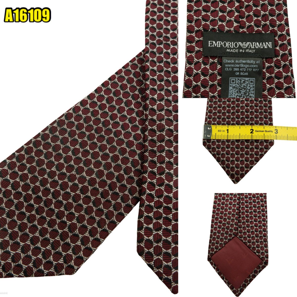 created by photogrid Emporio Armani Tie Silk Brown Geometric Italy (US Import Tax Included) มุมที่ 1