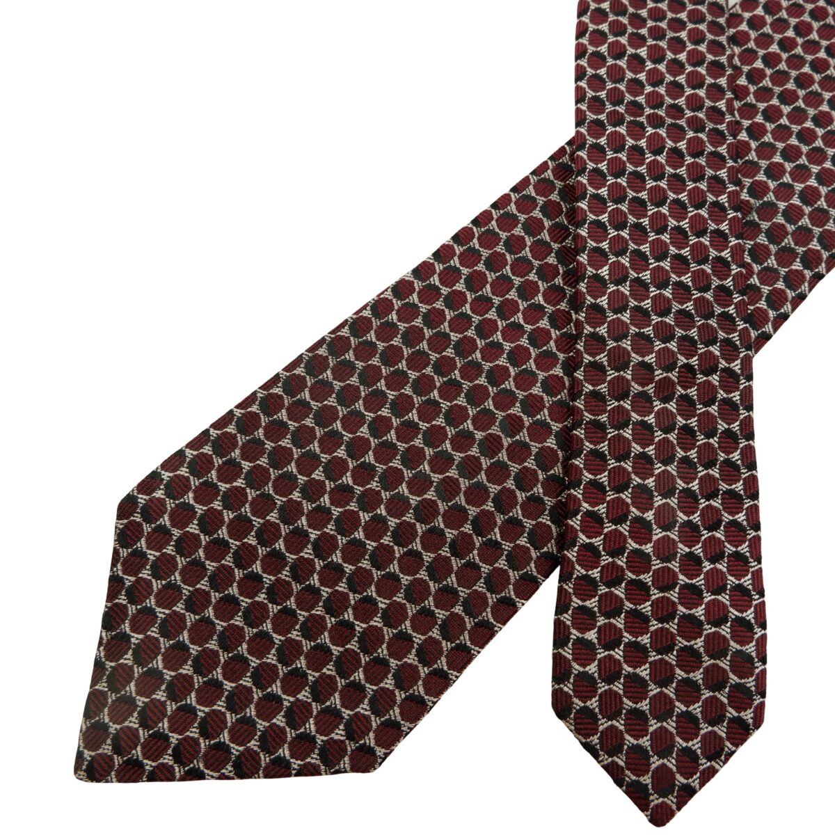 a16109 2 Emporio Armani Tie Silk Brown Geometric Italy (US Import Tax Included) มุมที่ 2
