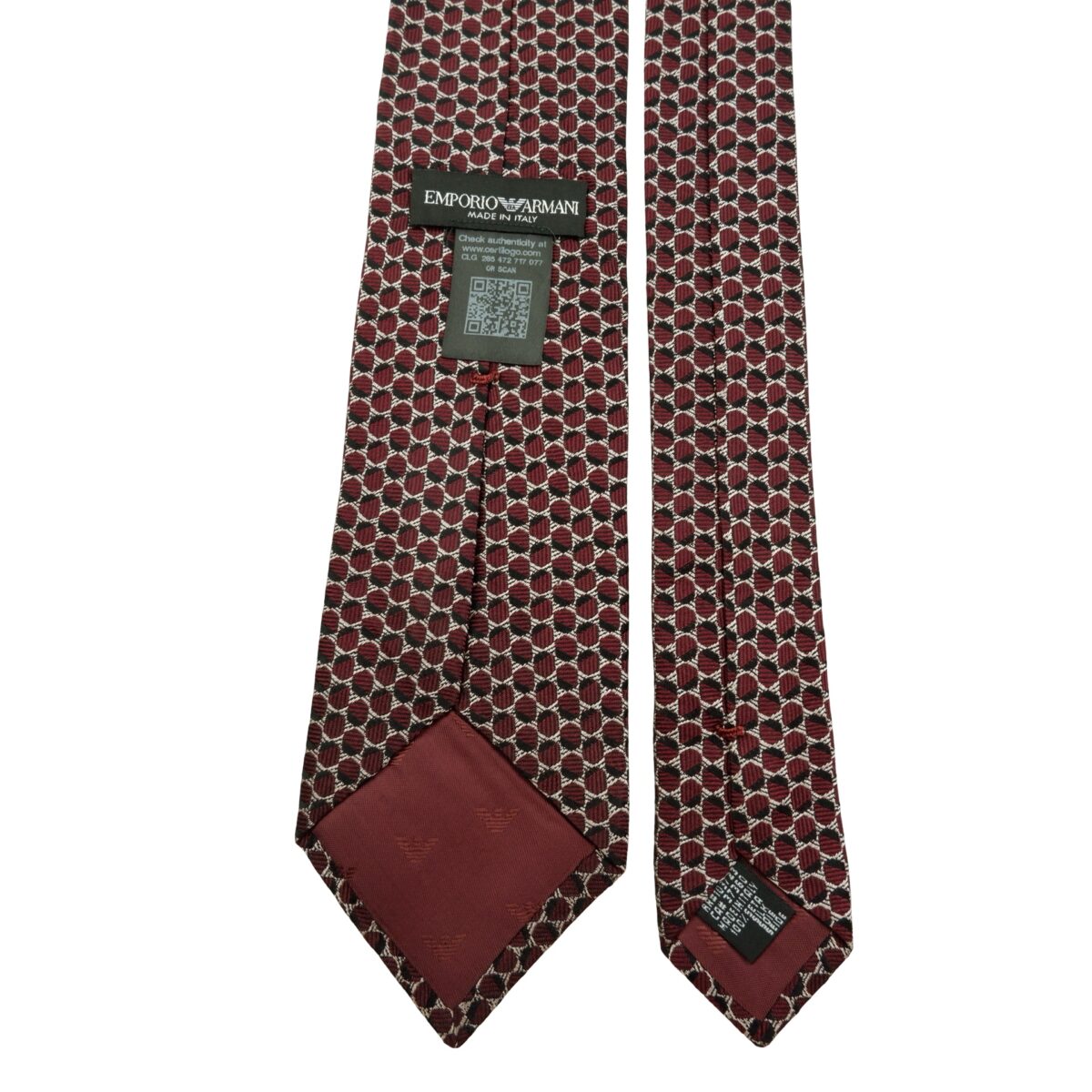 a16109 4 Emporio Armani Tie Silk Brown Geometric Italy (US Import Tax Included) มุมที่ 4