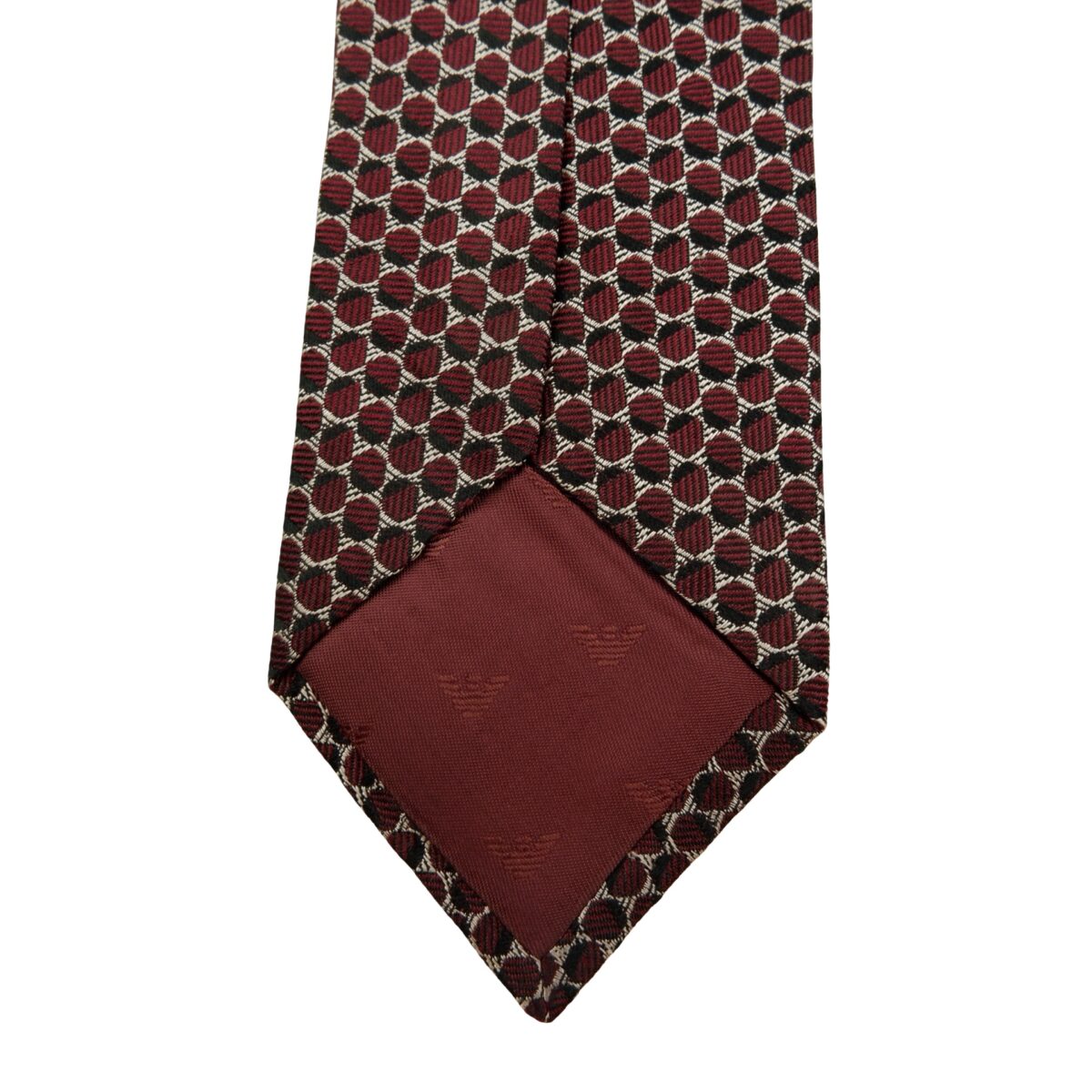 a16109 8 Emporio Armani Tie Silk Brown Geometric Italy (US Import Tax Included) มุมที่ 8