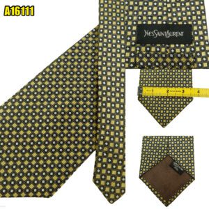 Yves Saint Laurent Tie Silk Beige Black Geometric Japan (US Import Tax Included) มุมที่ 1
