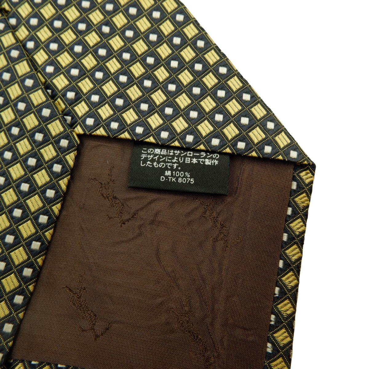 Yves Saint Laurent Tie Silk Beige Black Geometric Japan (US Import Tax Included) | mesabb clothing Yves Saint Laurent Tie Silk Beige Black Geometric Japan (US Import Tax Included) มุมที่ 10