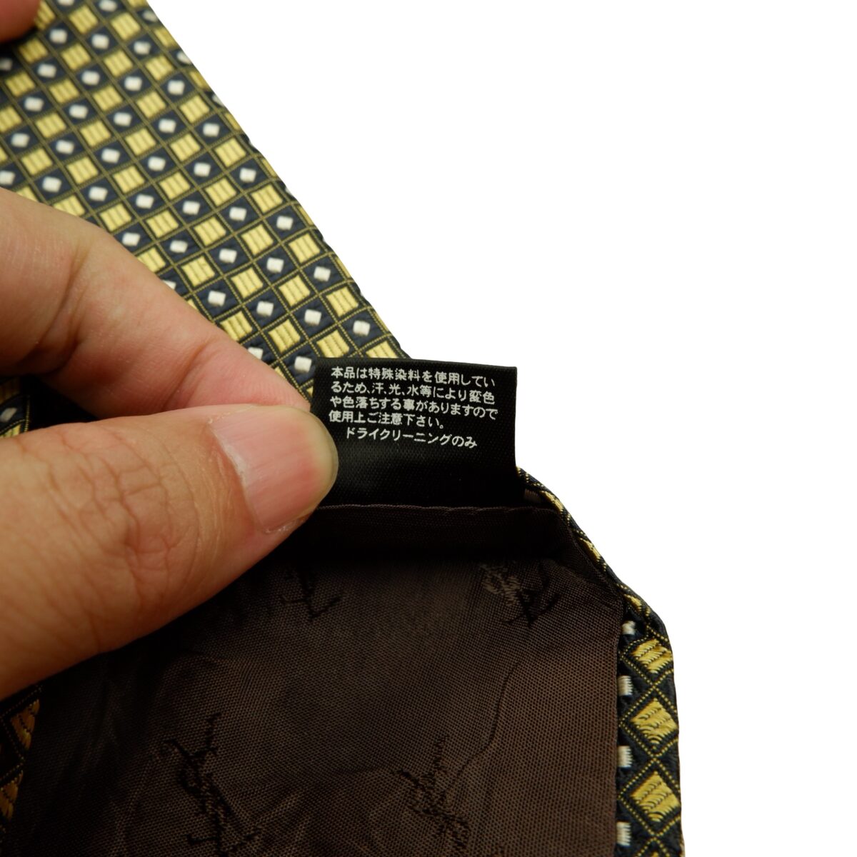 Yves Saint Laurent Tie Silk Beige Black Geometric Japan (US Import Tax Included) | mesabb clothing Yves Saint Laurent Tie Silk Beige Black Geometric Japan (US Import Tax Included) มุมที่ 11