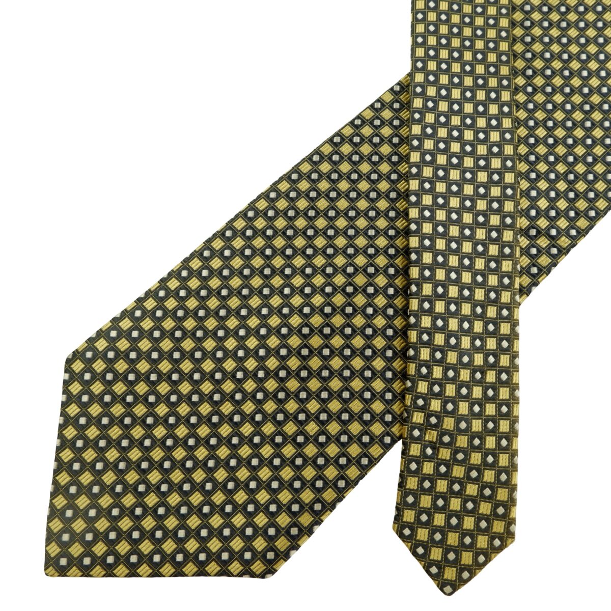 Yves Saint Laurent Tie Silk Beige Black Geometric Japan (US Import Tax Included) | mesabb clothing Yves Saint Laurent Tie Silk Beige Black Geometric Japan (US Import Tax Included) มุมที่ 2