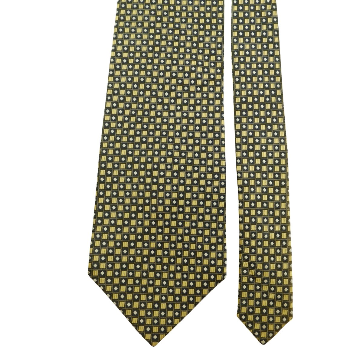 Yves Saint Laurent Tie Silk Beige Black Geometric Japan (US Import Tax Included) | mesabb clothing Yves Saint Laurent Tie Silk Beige Black Geometric Japan (US Import Tax Included) มุมที่ 3