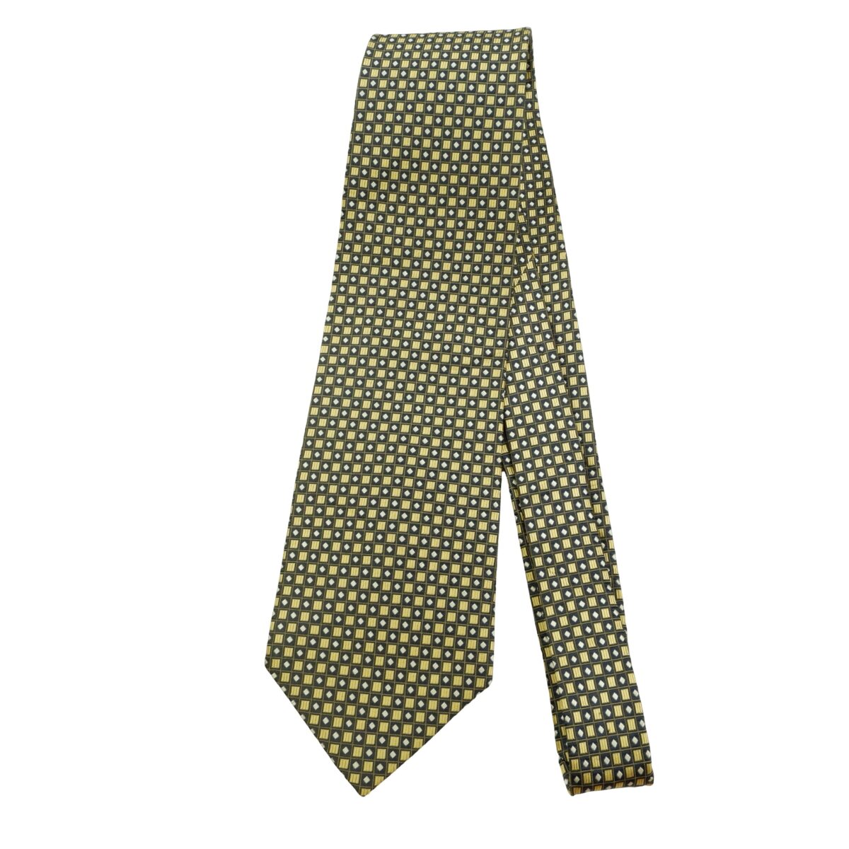 Yves Saint Laurent Tie Silk Beige Black Geometric Japan (US Import Tax Included) | mesabb clothing Yves Saint Laurent Tie Silk Beige Black Geometric Japan (US Import Tax Included) มุมที่ 5