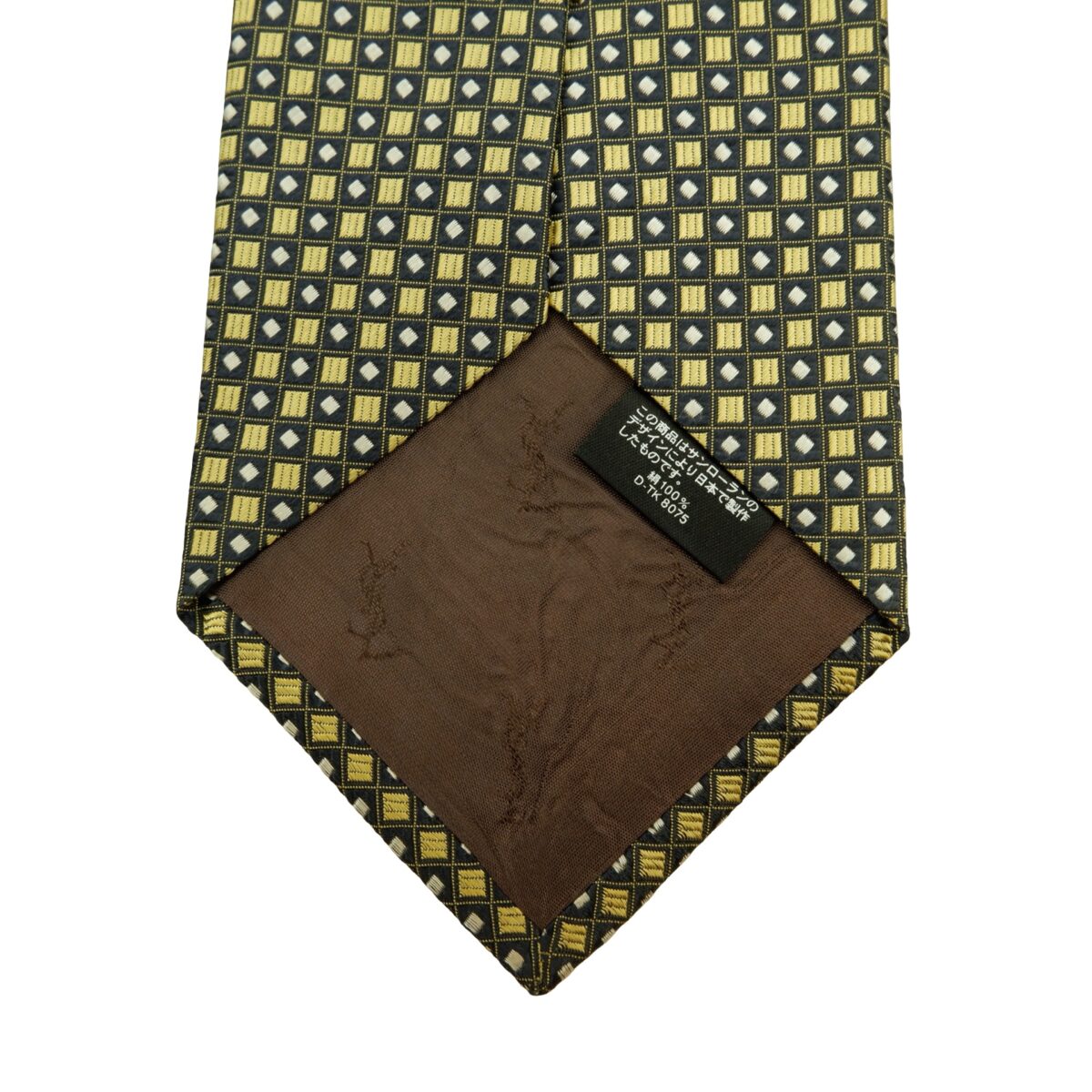 Yves Saint Laurent Tie Silk Beige Black Geometric Japan (US Import Tax Included) | mesabb clothing Yves Saint Laurent Tie Silk Beige Black Geometric Japan (US Import Tax Included) มุมที่ 8