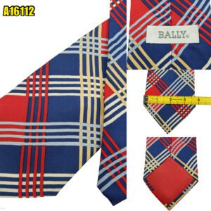 Bally Tie Silk Blue Red Check  (US Import Tax Included) มุมที่ 1