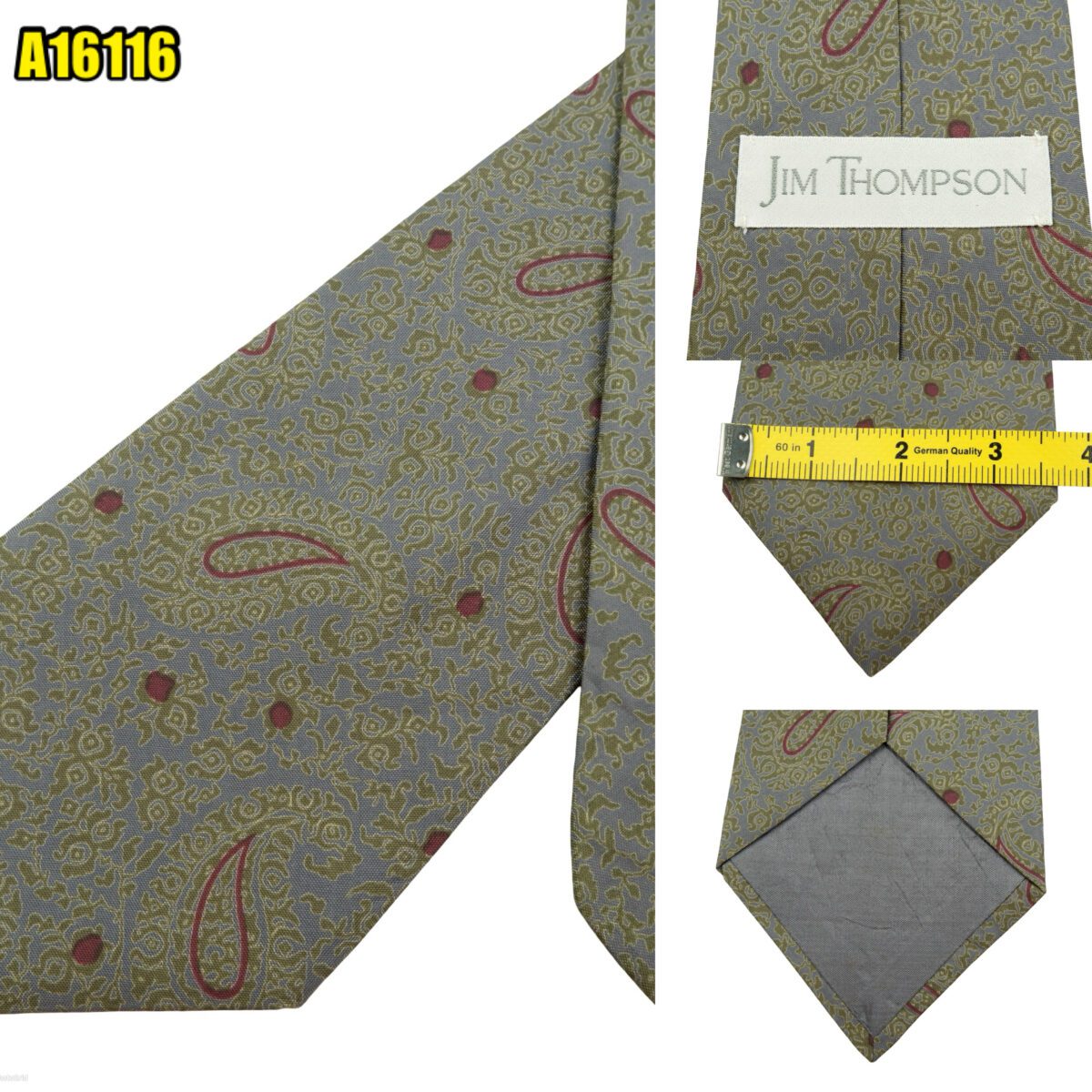 created by photogrid Jim Thompson Tie Silk Gray Paisley Pattern Thailand (US Import Tax Included) มุมที่ 1
