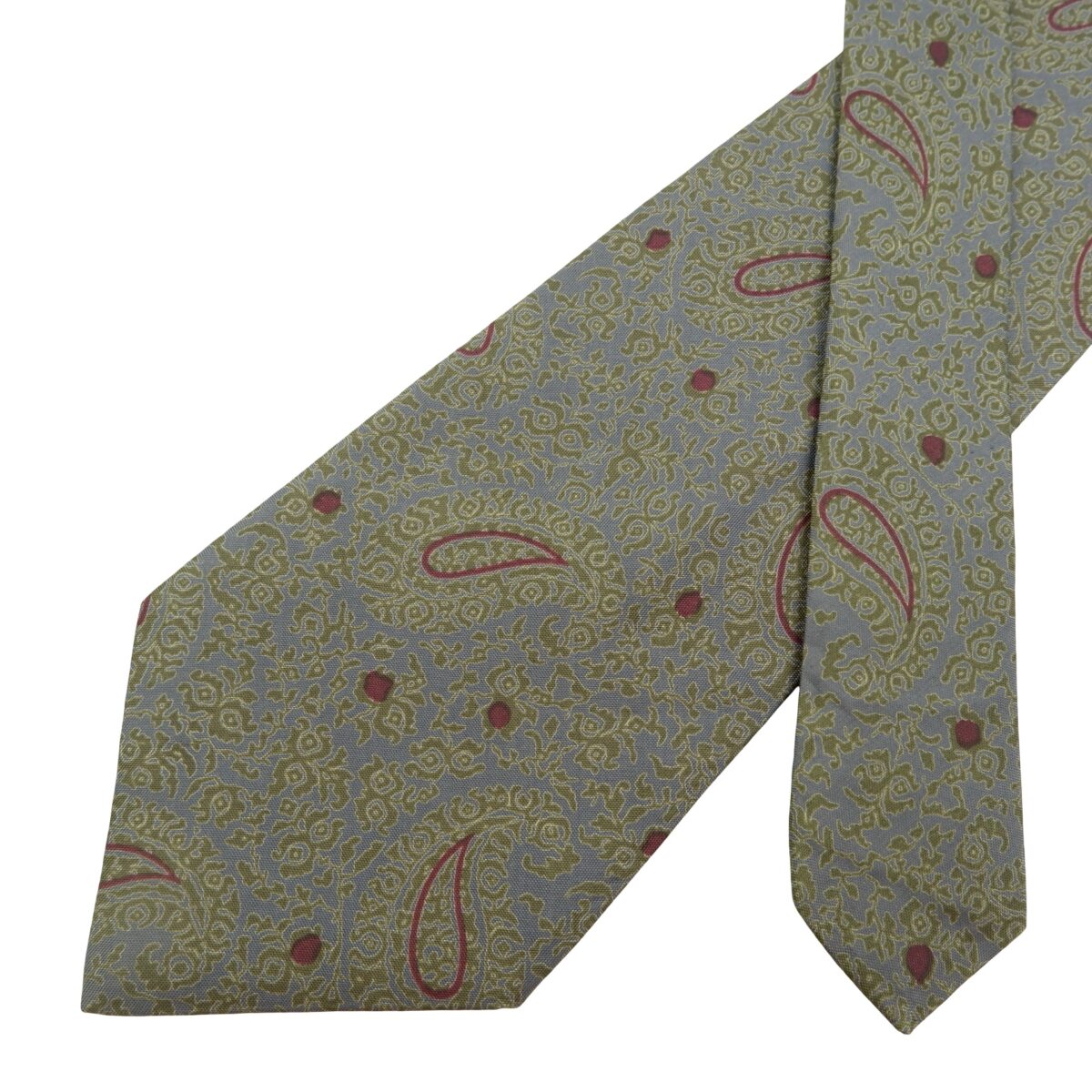 a16116 2 Jim Thompson Tie Silk Gray Paisley Pattern Thailand (US Import Tax Included) มุมที่ 2