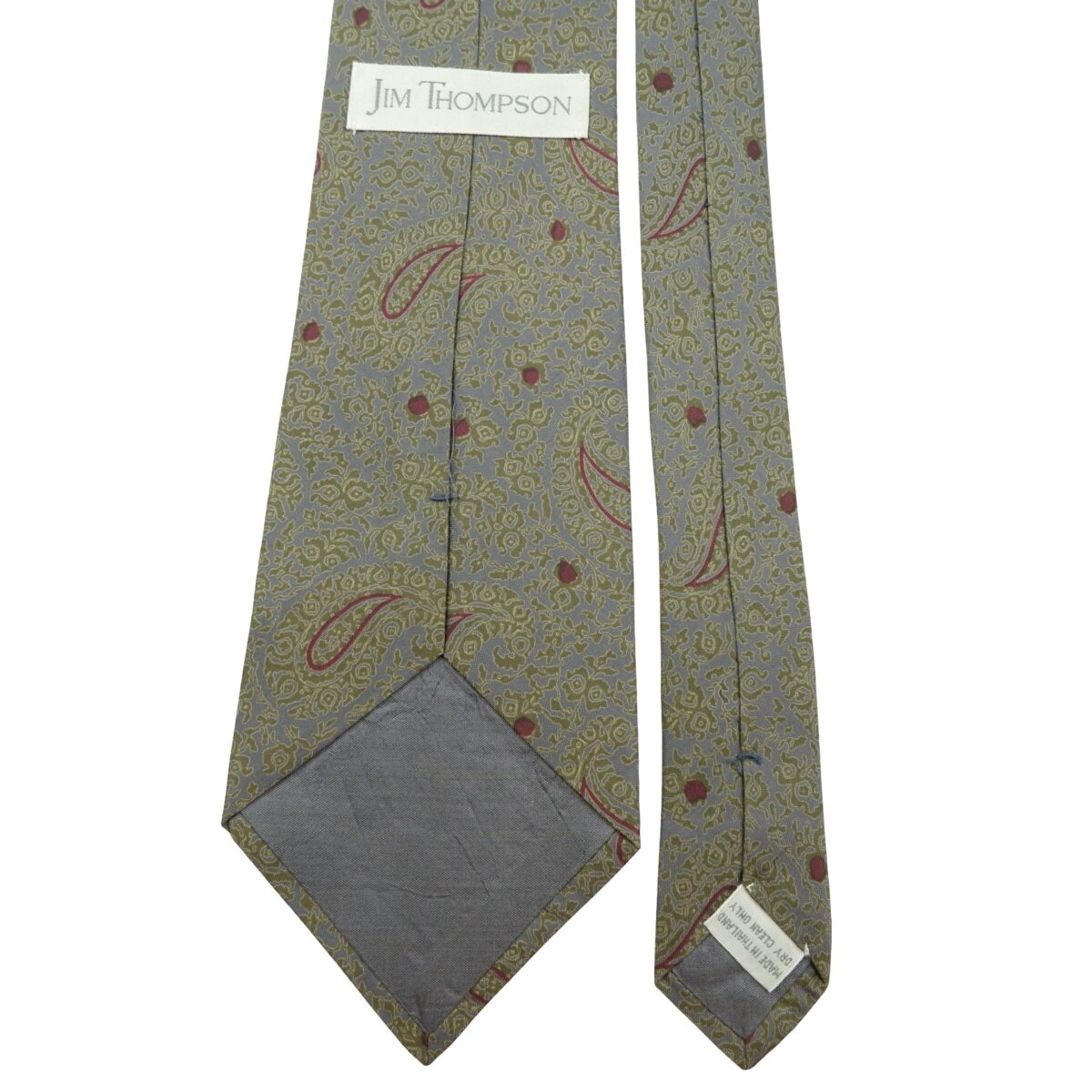 a16116 4 Jim Thompson Tie Silk Gray Paisley Pattern Thailand (US Import Tax Included) มุมที่ 4