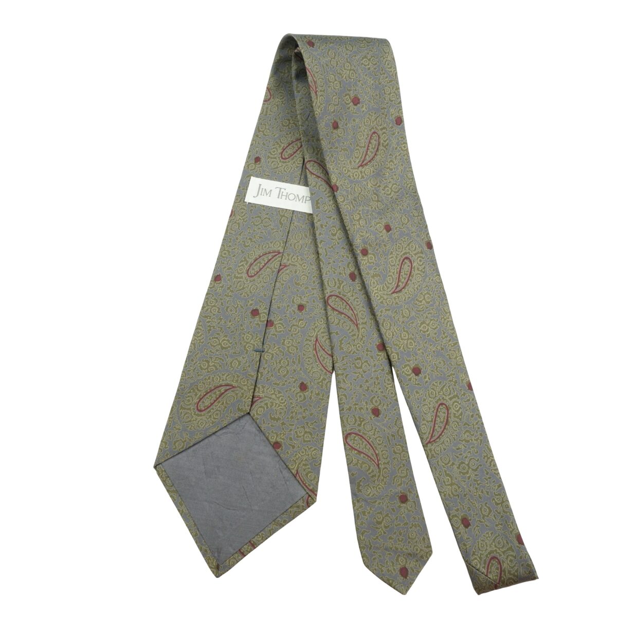 a16116 7 Jim Thompson Tie Silk Gray Paisley Pattern Thailand (US Import Tax Included) มุมที่ 7