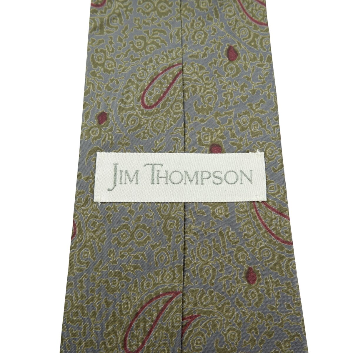 a16116 9 Jim Thompson Tie Silk Gray Paisley Pattern Thailand (US Import Tax Included) มุมที่ 9