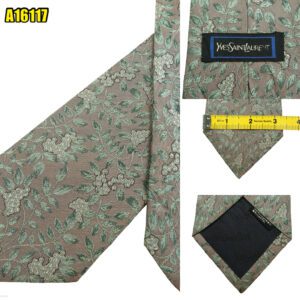 Yves Saint Laurent Tie Silk Gray Floral Pattern Japan (US Import Tax Included) มุมที่ 1