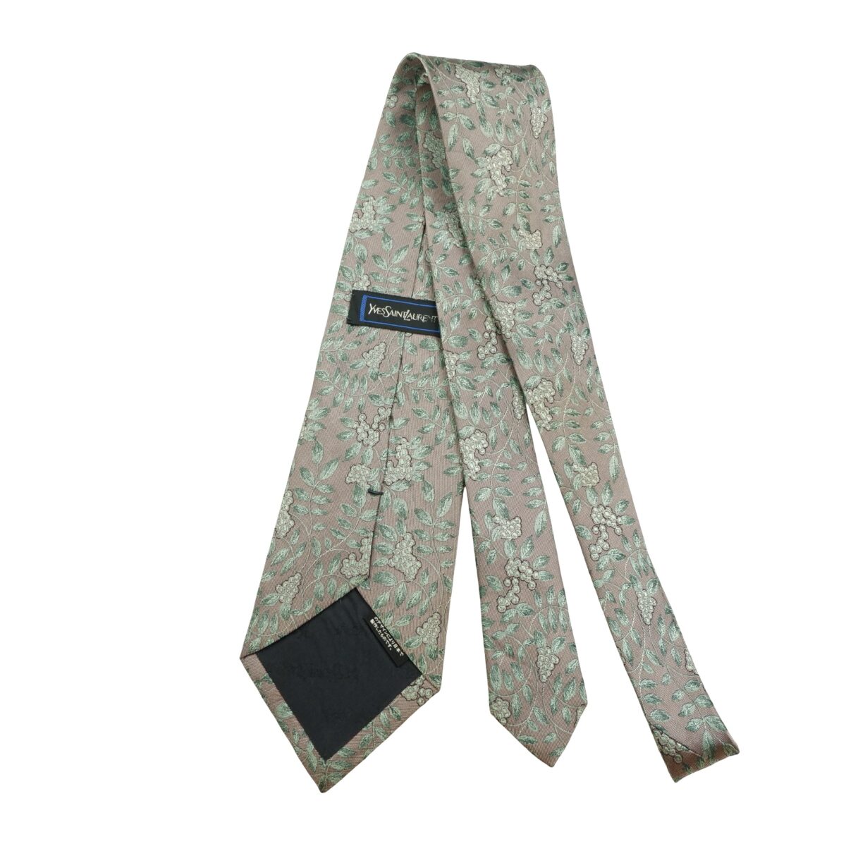 Yves Saint Laurent Tie Silk Gray Floral Pattern Japan (US Import Tax Included) | mesabb clothing Yves Saint Laurent Tie Silk Gray Floral Pattern Japan (US Import Tax Included) มุมที่ 7