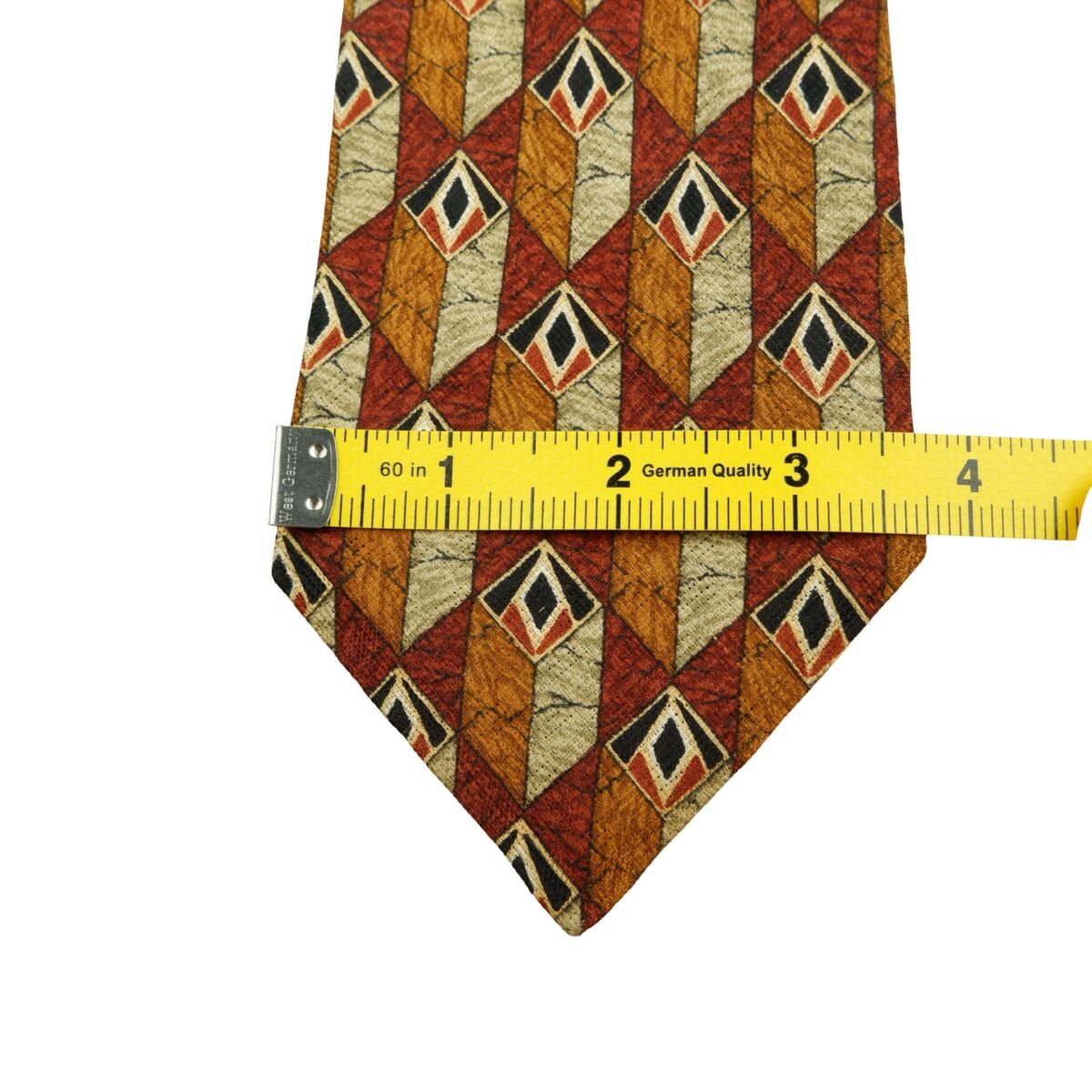 a16119 12 Ermenegildo Zegna Tie Silk Brown Geometric Italy (US Import Tax Included) มุมที่ 12