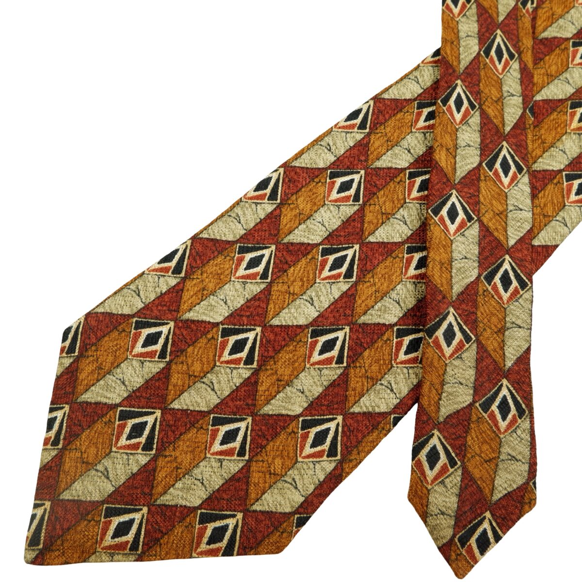 a16119 2 Ermenegildo Zegna Tie Silk Brown Geometric Italy (US Import Tax Included) มุมที่ 2