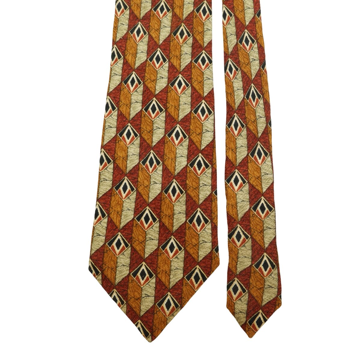 a16119 3 Ermenegildo Zegna Tie Silk Brown Geometric Italy (US Import Tax Included) มุมที่ 3