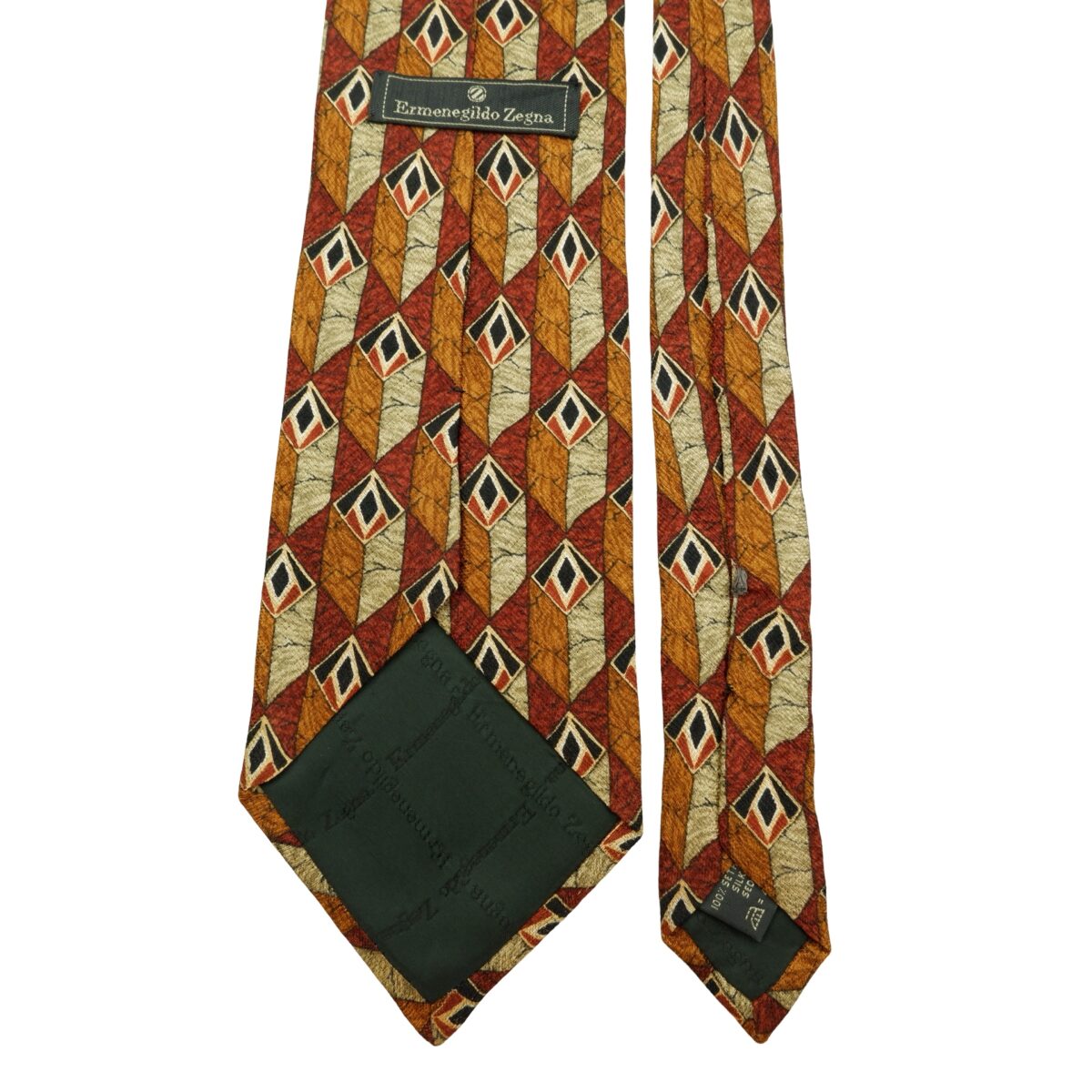 a16119 4 Ermenegildo Zegna Tie Silk Brown Geometric Italy (US Import Tax Included) มุมที่ 4