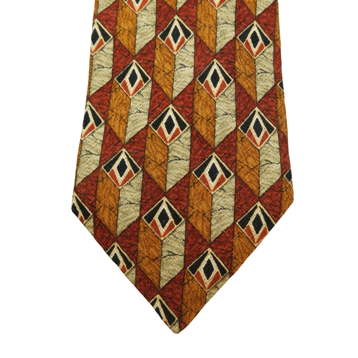 a16119 6 Ermenegildo Zegna Tie Silk Brown Geometric Italy (US Import Tax Included) มุมที่ 6