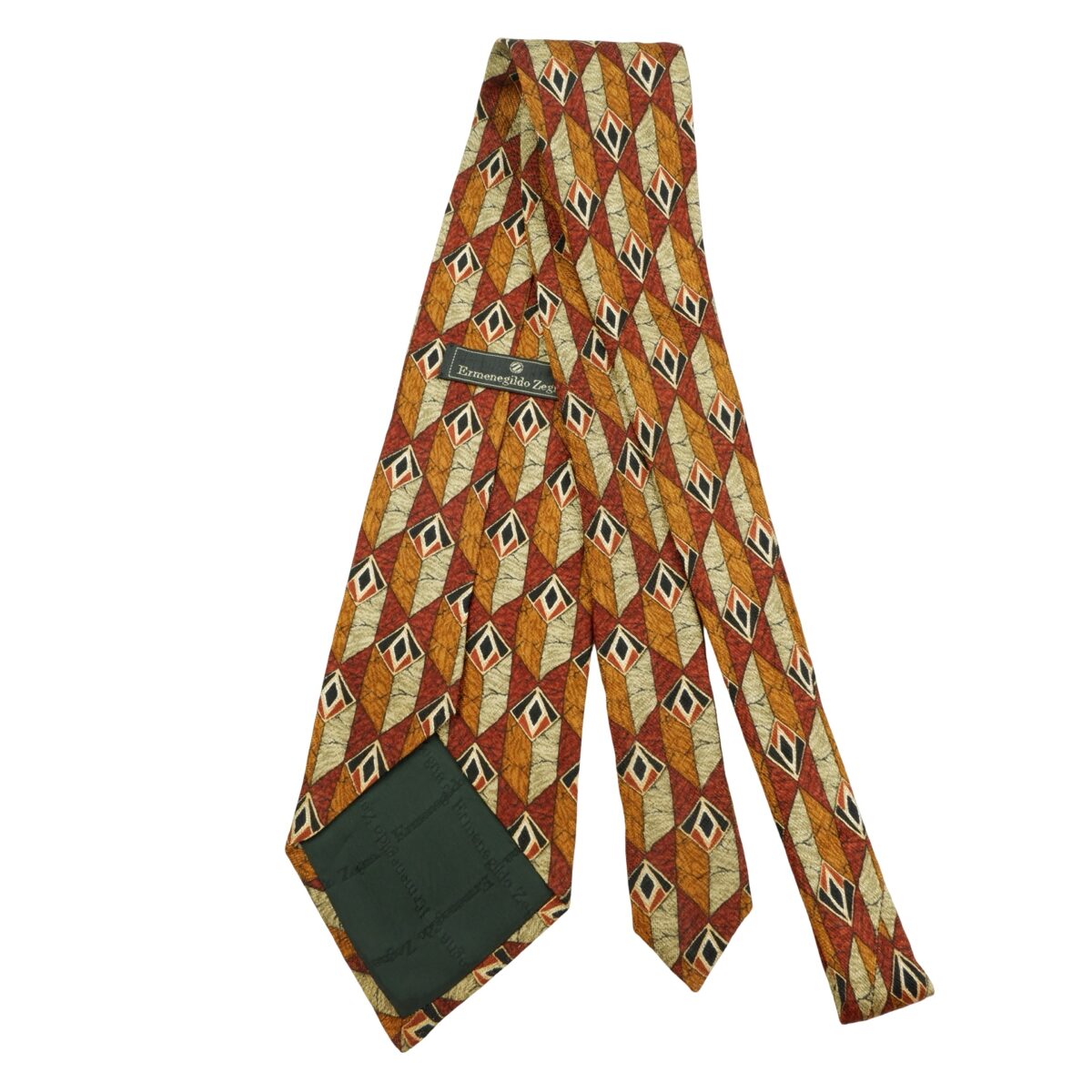 a16119 7 Ermenegildo Zegna Tie Silk Brown Geometric Italy (US Import Tax Included) มุมที่ 7
