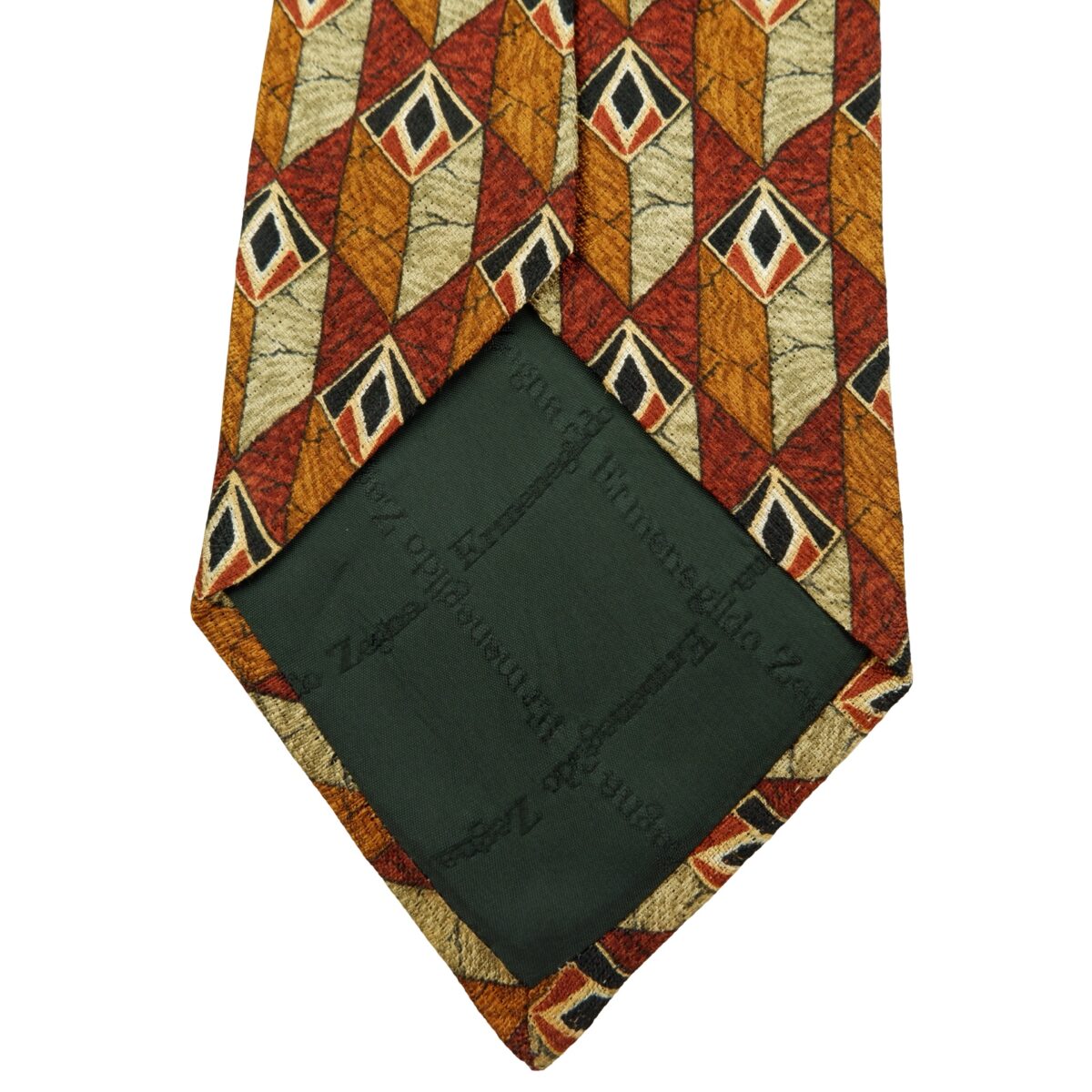 a16119 8 Ermenegildo Zegna Tie Silk Brown Geometric Italy (US Import Tax Included) มุมที่ 8