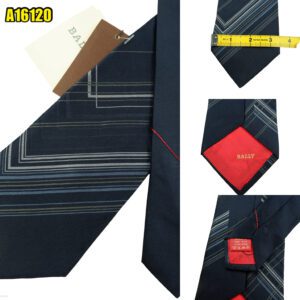 Bally Tie Silk Black Stripe Italy (US Import Tax Included) มุมที่ 1