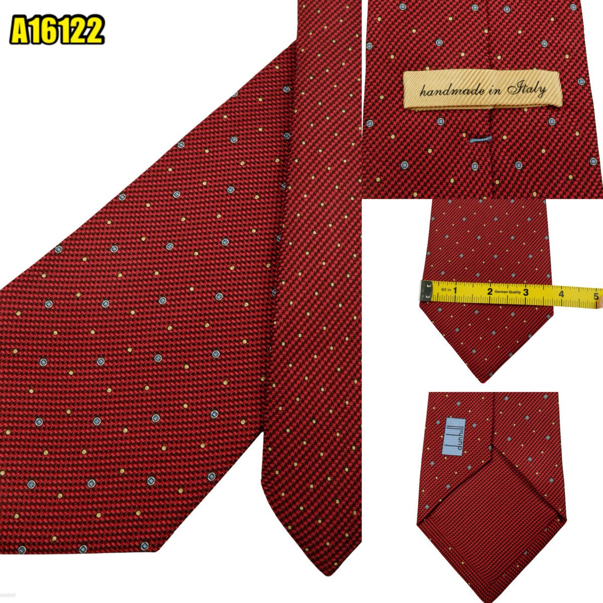 created by photogrid Dunhill Tie Silk Red Dot Geometric Italy (US Import Tax Included) มุมที่ 1