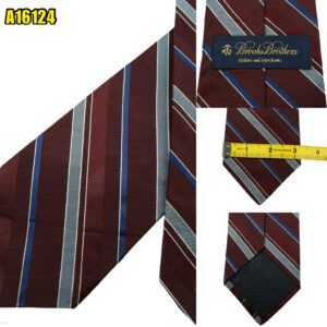 Brooks Brothers Tie Silk Brown Stripe USA (US Import Tax Included) มุมที่ 1