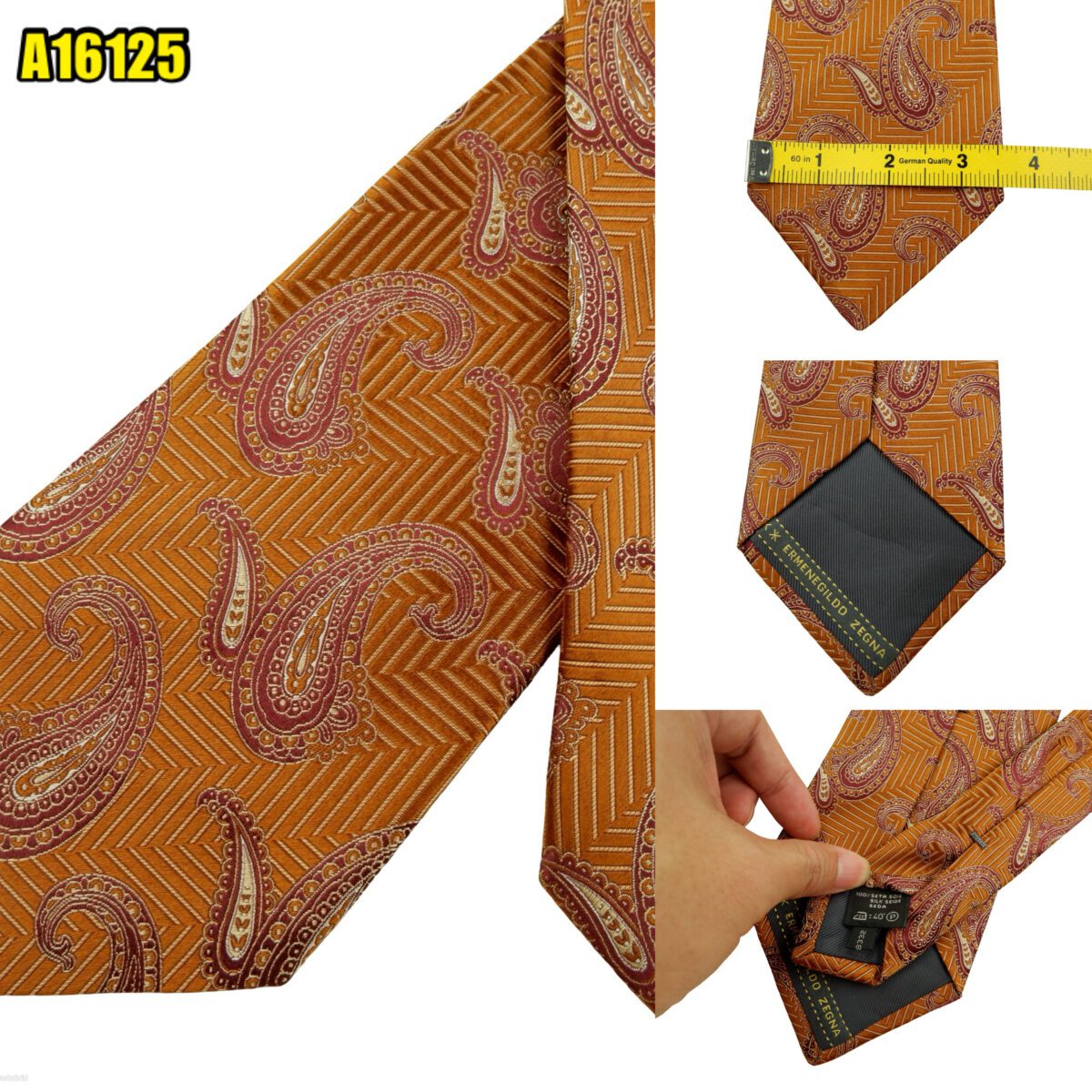 created by photogrid Ermenegildo Zegna Tie Silk Brown Paisley Pattern Italy (US Import Tax Included) มุมที่ 1