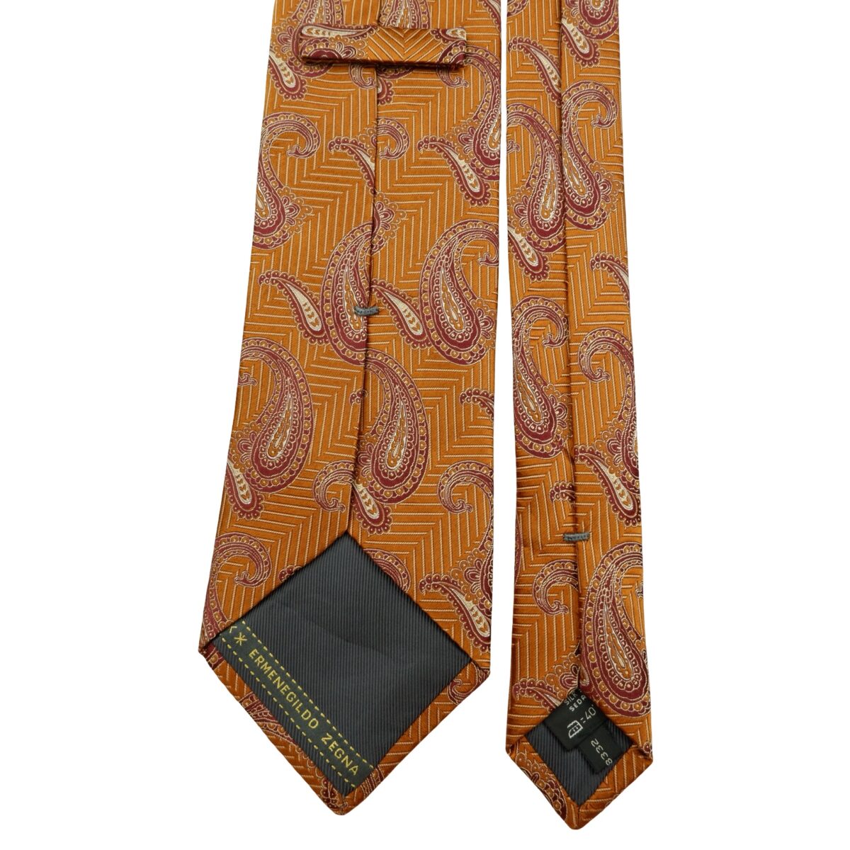a16125 4 Ermenegildo Zegna Tie Silk Brown Paisley Pattern Italy (US Import Tax Included) มุมที่ 4