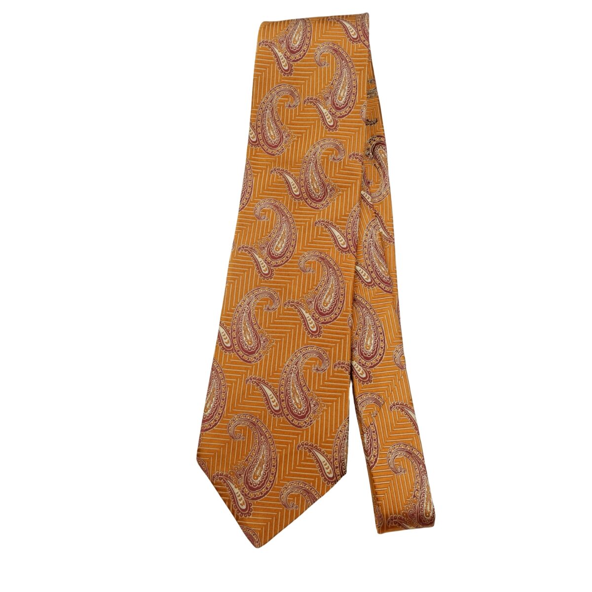 a16125 5 Ermenegildo Zegna Tie Silk Brown Paisley Pattern Italy (US Import Tax Included) มุมที่ 5