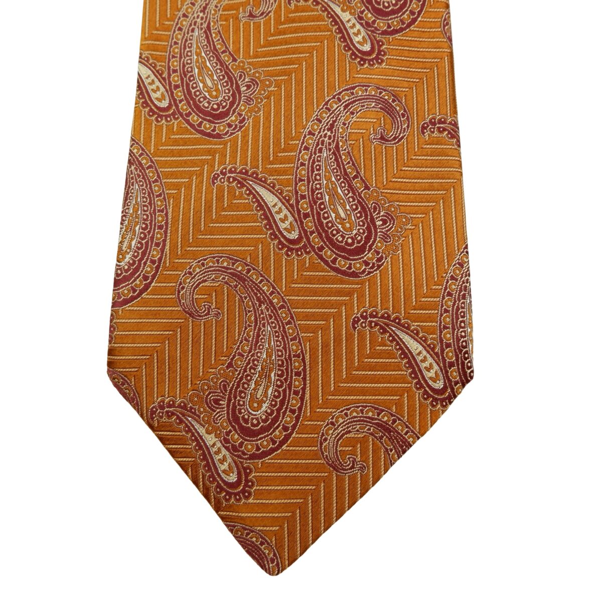 a16125 6 Ermenegildo Zegna Tie Silk Brown Paisley Pattern Italy (US Import Tax Included) มุมที่ 6