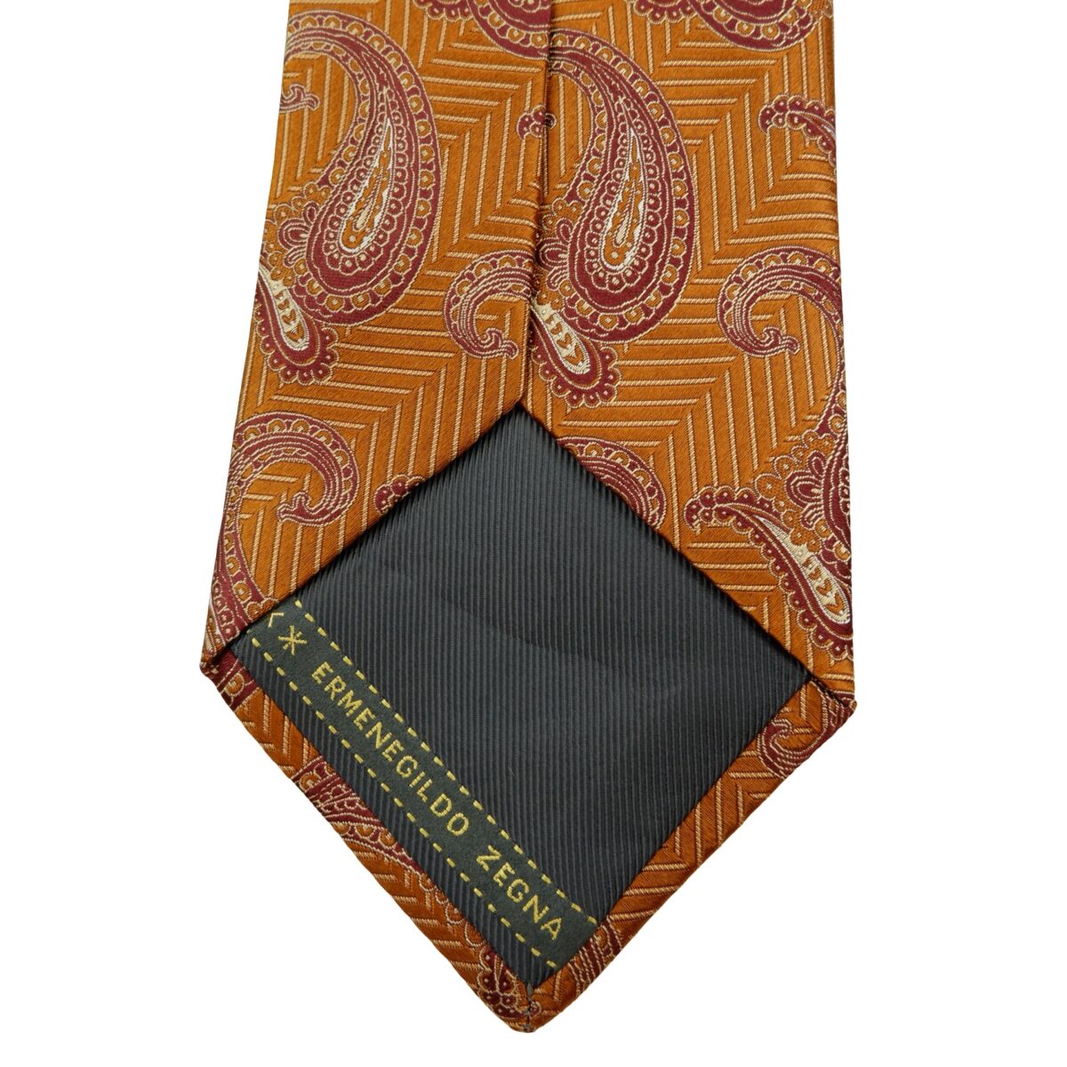a16125 8 Ermenegildo Zegna Tie Silk Brown Paisley Pattern Italy (US Import Tax Included) มุมที่ 8