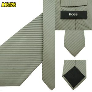 Hugo Boss Tie Acetate Viscose Gray Stripe Italy (US Import Tax Included) มุมที่ 1