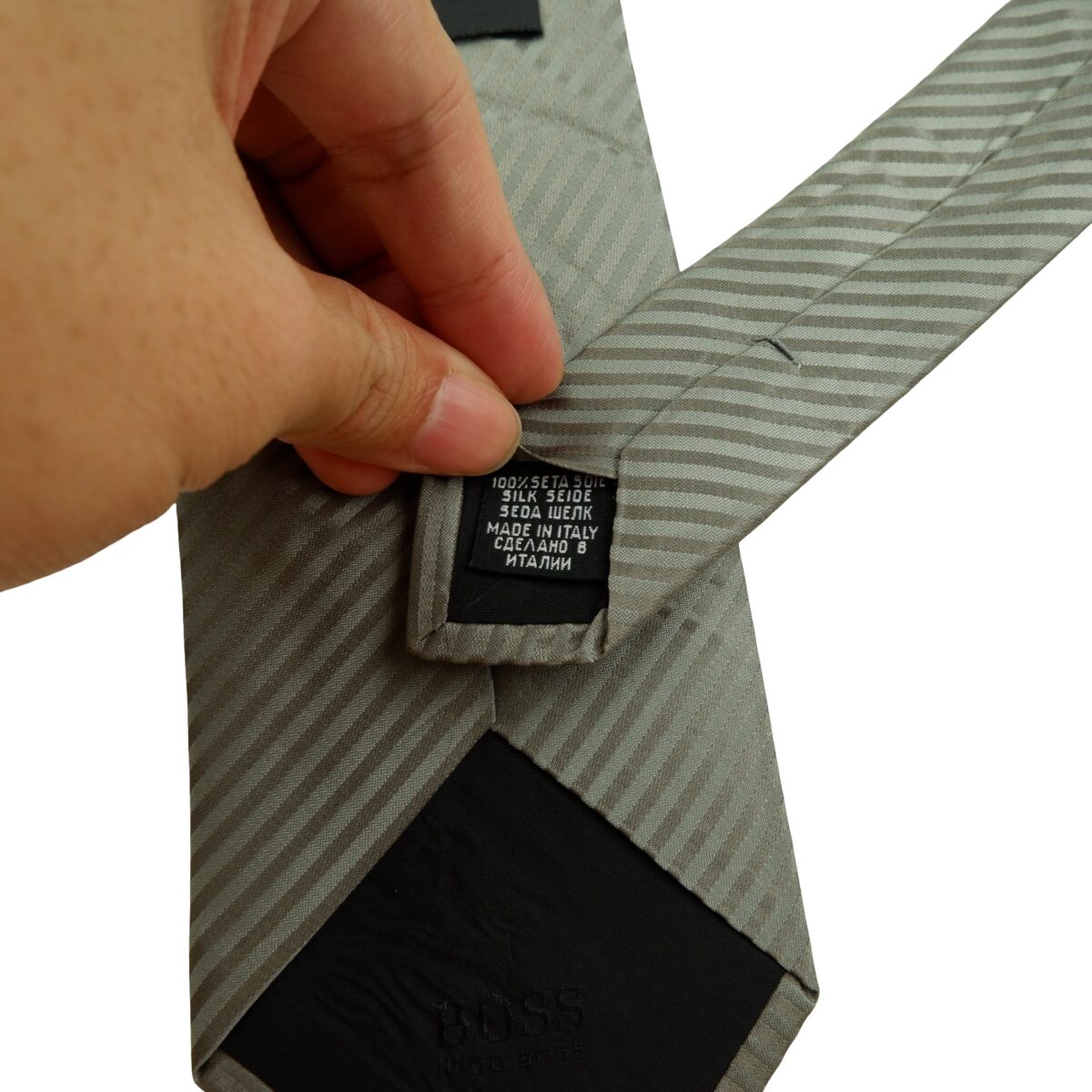 Hugo Boss Tie Acetate Viscose Gray Stripe Italy (US Import Tax Included) | mesabb clothing Hugo Boss Tie Acetate Viscose Gray Stripe Italy (US Import Tax Included) มุมที่ 10