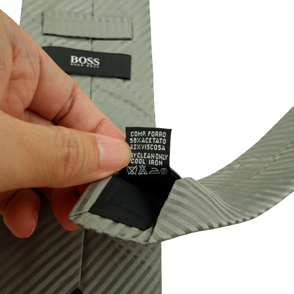 Hugo Boss Tie Acetate Viscose Gray Stripe Italy (US Import Tax Included) | mesabb clothing Hugo Boss Tie Acetate Viscose Gray Stripe Italy (US Import Tax Included) มุมที่ 11