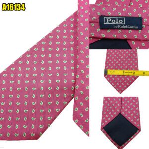 Ralph Lauren Tie Silk Pink Paisley Pattern Italy (US Import Tax Included) มุมที่ 1