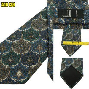 Dunhill Tie Silk Multicolor Geometric Italy (US Import Tax Included) มุมที่ 1