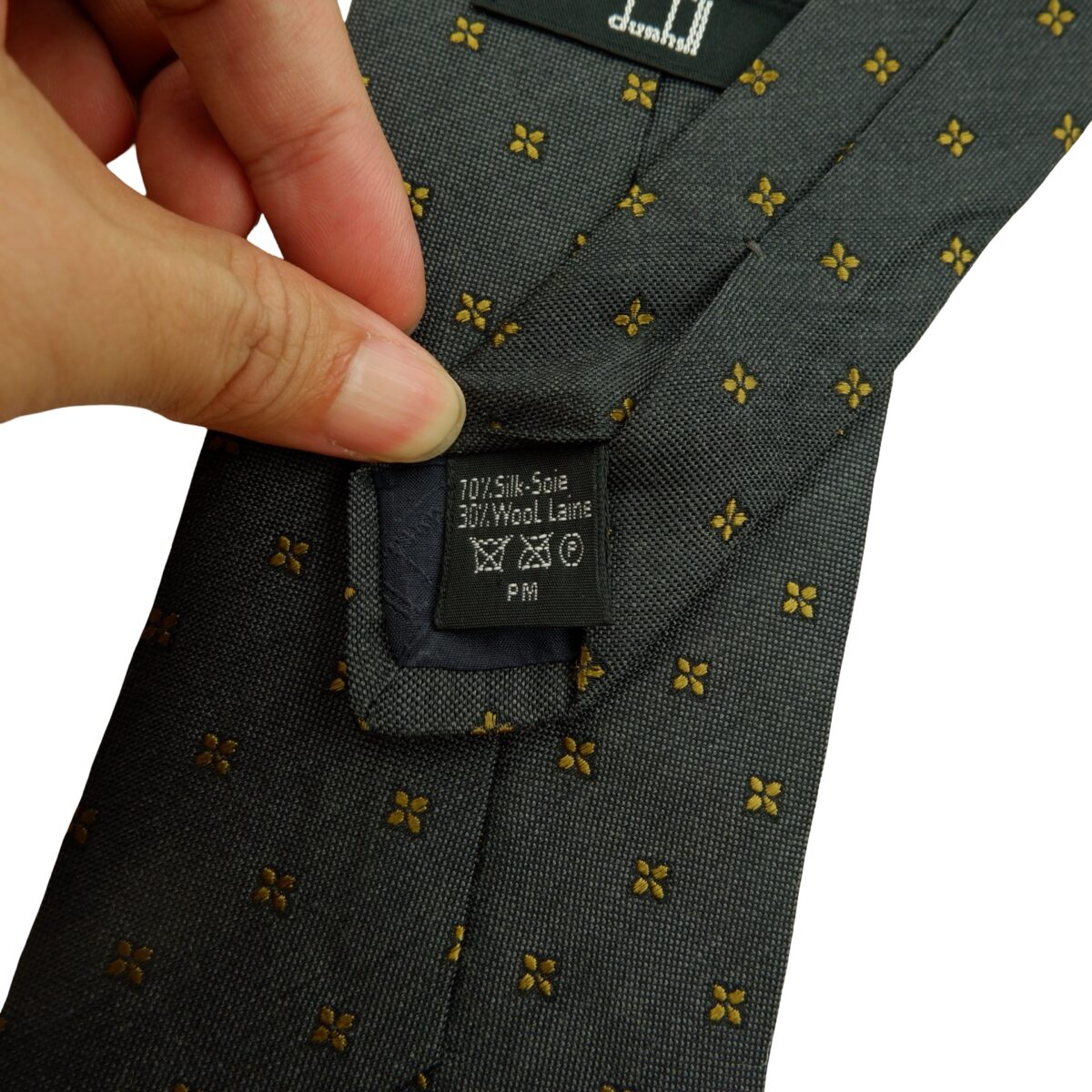 Dunhill Tie Silk Wool Black Dark Gray Geometric England (US Import Tax Included) | mesabb clothing Dunhill Tie Silk Wool Black Dark Gray Geometric England (US Import Tax Included) มุมที่ 11