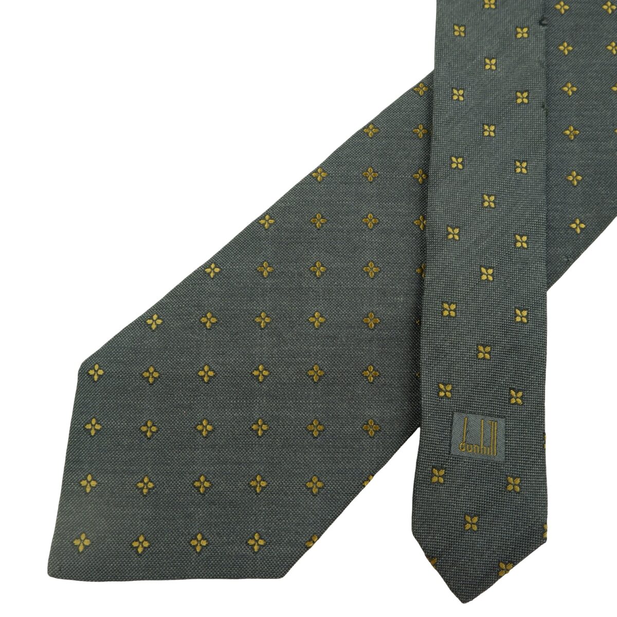 Dunhill Tie Silk Wool Black Dark Gray Geometric England (US Import Tax Included) | mesabb clothing Dunhill Tie Silk Wool Black Dark Gray Geometric England (US Import Tax Included) มุมที่ 2